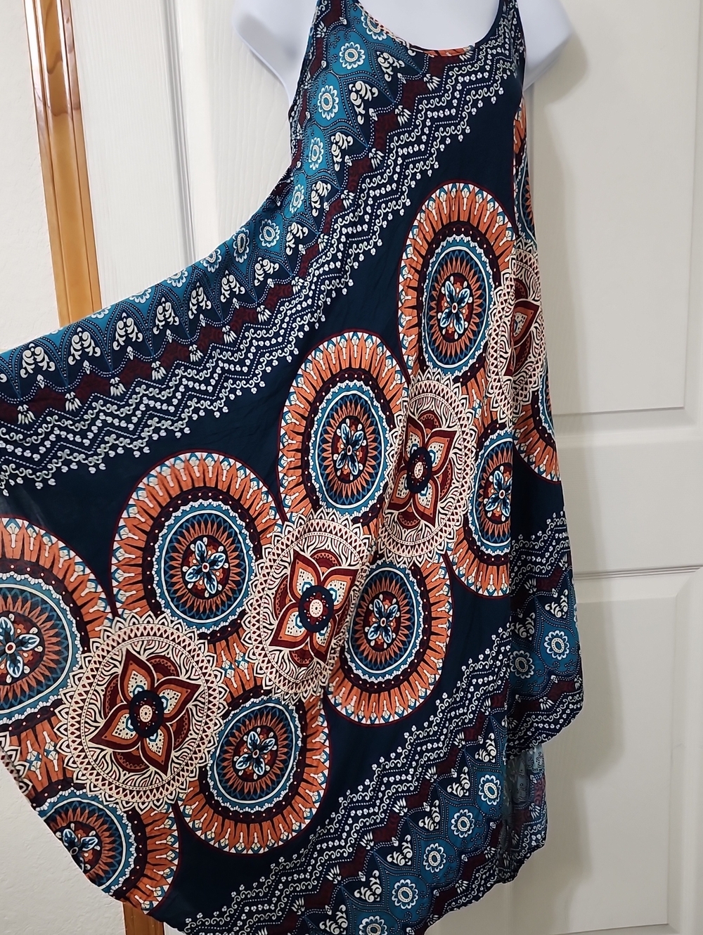 India Boutique Bohemian Style Colorful Pattern Maxi Hi Lo Dress